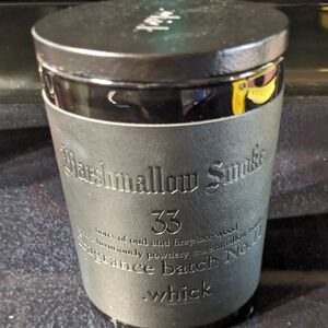 .WHICK 16 oz Black Leather Jar Double Wicks Marshmallow Fireside Scented